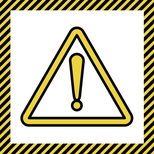 Signe Danger Exclamation Style Plat Vecteur Icône Jaune Chaud Avec — Image vectorielle