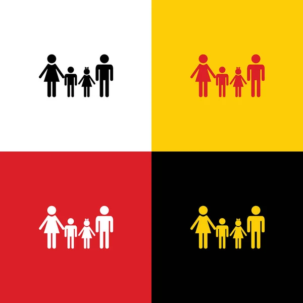 Family Sign Vector Icons German Flag Corresponding Colors Background — Stock Vector