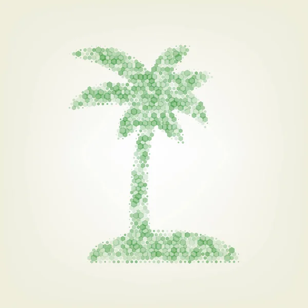 Cocos Palm Tree Teken Vector Groene Zeshoek Rastered Pictogram Uiten — Stockvector