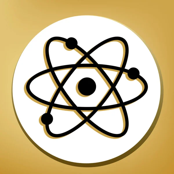 Ілюстрація Знаку Атома Вектор Чорна Ікона Світло Коричневою Тіні Білому — стоковий вектор