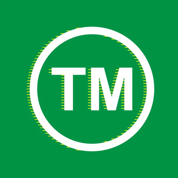 Obchodní Značka Vektor Bílá Plochá Ikona Žluté Pruhované Stín Zeleném — Stockový vektor