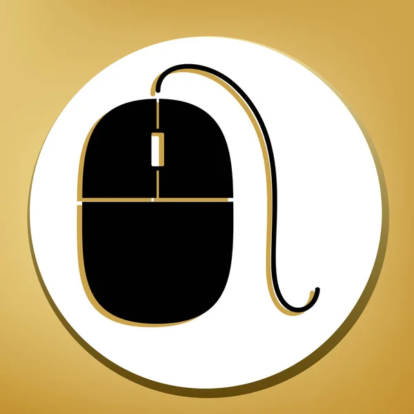 Mauszeichenillustration Vektor Schwarzes Symbol Mit Hellbraunem Schatten Weißem Kreis Mit — Stockvektor