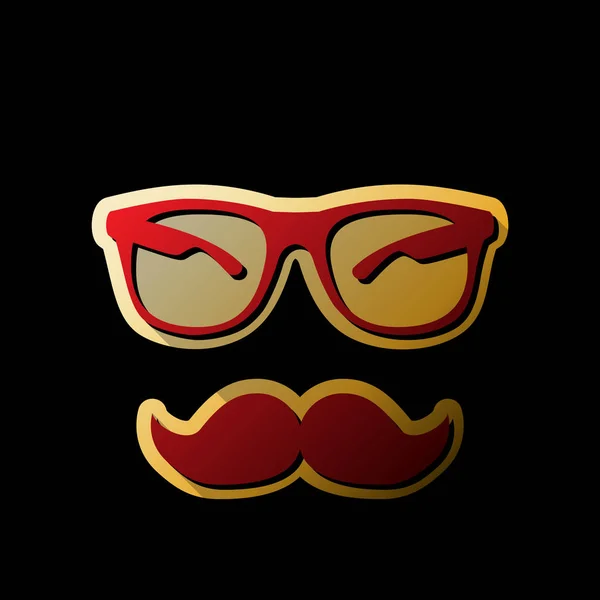 Señal Bigote Gafas Vector Icono Rojo Con Pequeñas Sombras Negras — Archivo Imágenes Vectoriales