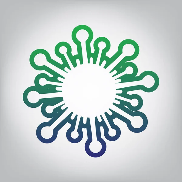 Virus Znamení Ilustrace Vektor Zelené Modrou Přechodu Obrysu Ikonu Šedivý — Stockový vektor