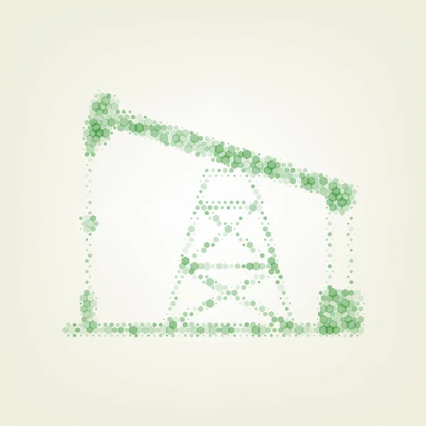 Olja Borrning Rigg Tecken Vektor Grön Hexagon Rastered Ikonen Och — Stock vektor