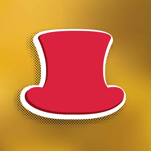 Top Hat Sign Vector Magenta Icon Darker Shadow White Sticker — Stock Vector