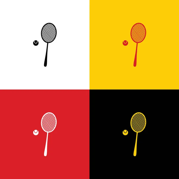 Tennisschläger Mit Ballzeichen Vektor Symbole Der Deutschen Flagge Auf Entsprechenden — Stockvektor