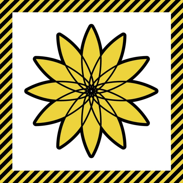 Sinal Flor Vector Ícone Amarelo Quente Com Contorno Preto Quadro — Vetor de Stock