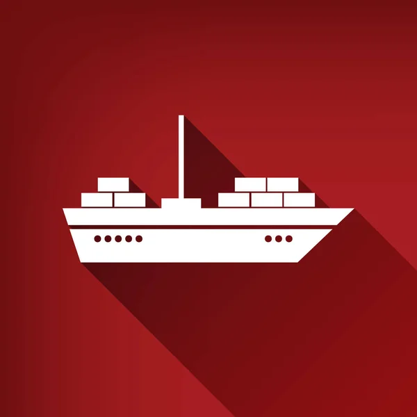 Schip Teken Illustratie Vector Witte Icoon Met Onbegrensde Schaduw Bij — Stockvector