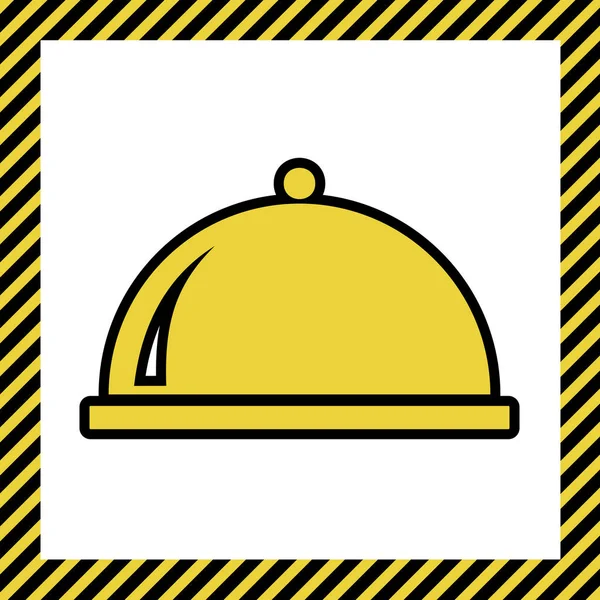 Server Sign Illustration Vector Warm Yellow Icon Black Contour Frame — Stock Vector
