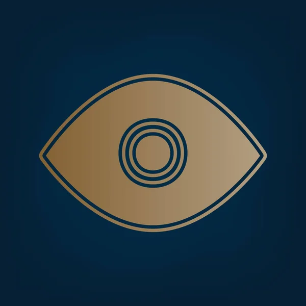 Знак Очей Ілюстрація Вектор Золота Ікона Кордон Темному Блакитному Фоні — стоковий вектор