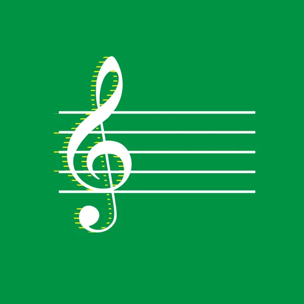 Musique Violon Clef Signe Clef Vecteur Icône Plate Blanche Avec — Image vectorielle