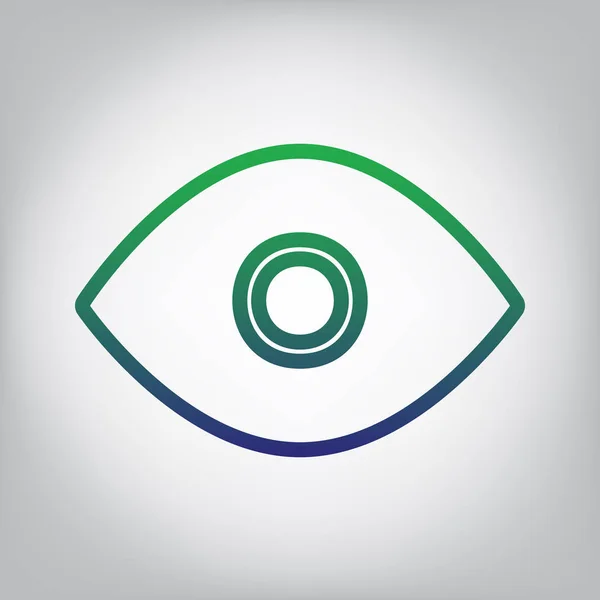 Ilustração Sinal Ocular Vector Ícone Contorno Gradiente Verde Azul Fundo — Vetor de Stock