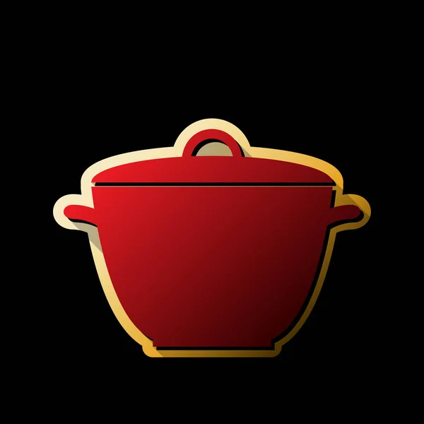 Kochtopf Einfaches Zeichen Vektor Rotes Symbol Mit Kleinen Schwarzen Und — Stockvektor