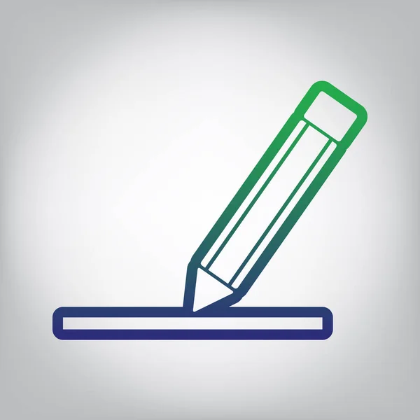 Олівець Знак Ілюстрація Вектор Піктограма Контуру Зеленого Синього Градієнта Сірому — стоковий вектор