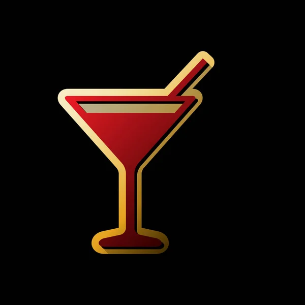 Cocktail Teken Afbeelding Vector Rode Pictogram Met Kleine Zwarte Onbegrensde — Stockvector