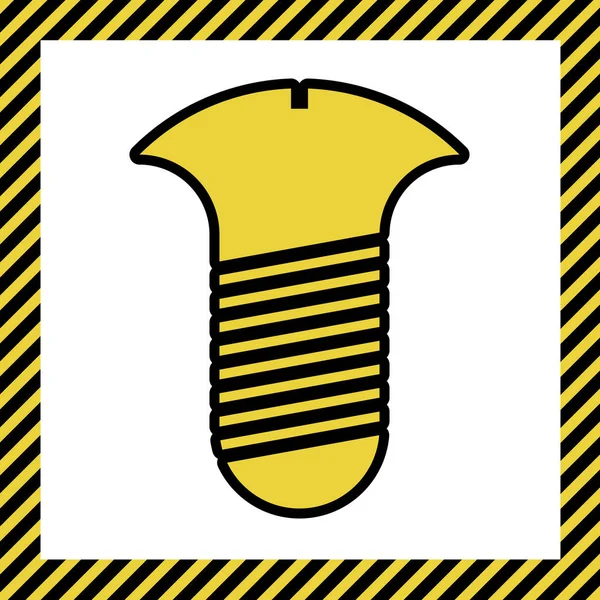 Znak Śruba Wektor Ciepły Żółty Ikona Czarny Kontur Ramki Nazwie — Wektor stockowy