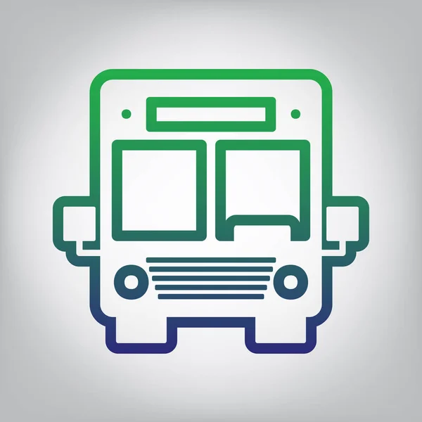 Ilustración Señal Autobús Vector Icono Contorno Degradado Verde Azul Fondo — Vector de stock