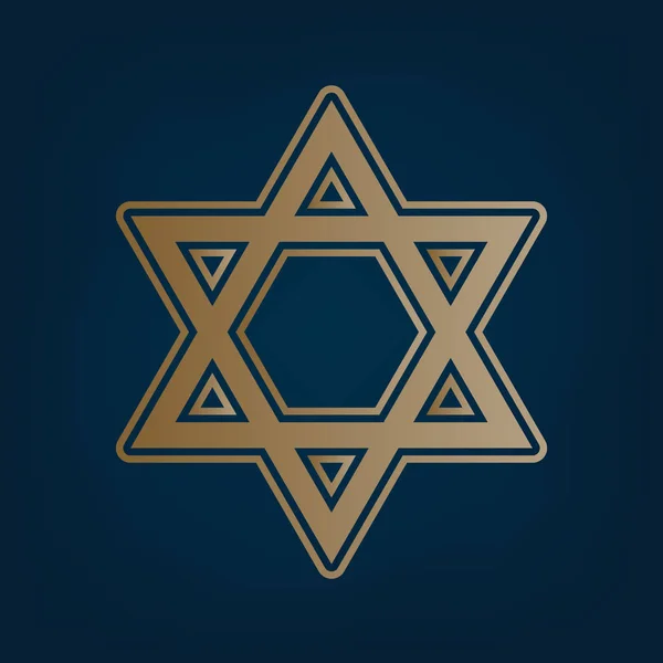 Bouclier Magen David Star Symbole Israël Vecteur Icône Dorée Bordure — Image vectorielle