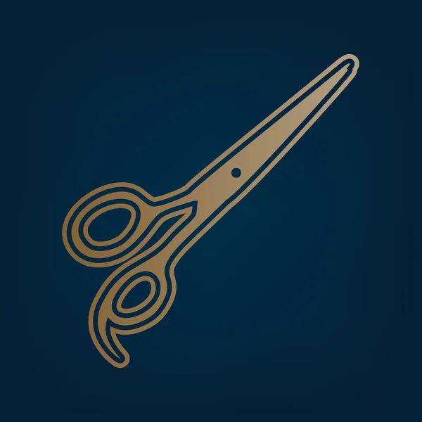 Hair Cutting Scissors Sign Vector Golden Icon Border Dark Cyan — Stock Vector