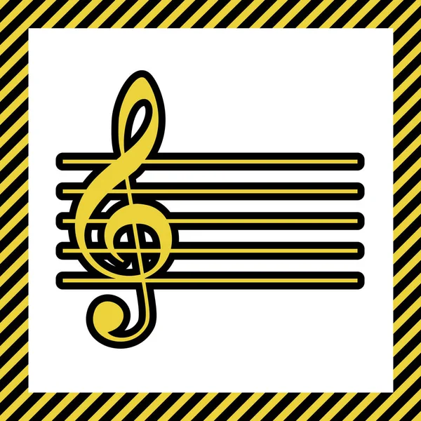 Signo Violino Música Clef Vector Ícone Amarelo Quente Com Contorno — Vetor de Stock