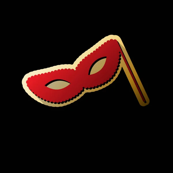 Tradisional Venesia Karnaval Tanda Topeng Dekoratif Vektor Ikon Merah Dengan - Stok Vektor