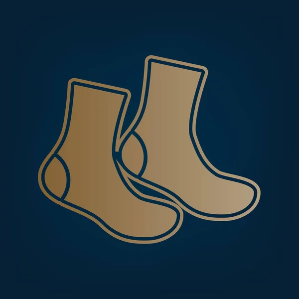 Socks Sign Vector Golden Icon Border Dark Cyan Background — Stock Vector