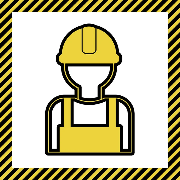 Signo Trabajador Vector Icono Amarillo Cálido Con Contorno Negro Marco — Vector de stock