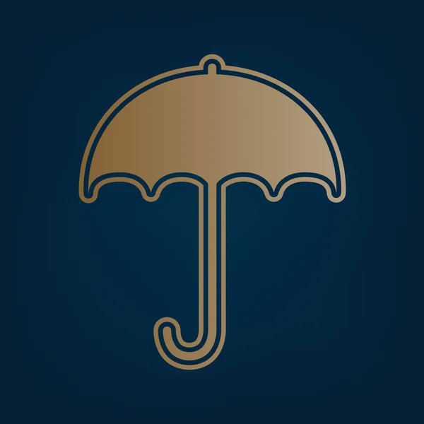Paraply Tecken Ikonen Regn Skydd Symbol Platt Designstil Vektor Gyllene — Stock vektor
