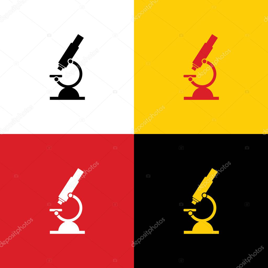 Chemistry microscope sign for laboratory. Vector. Icons of german flag on corresponding colors as background.