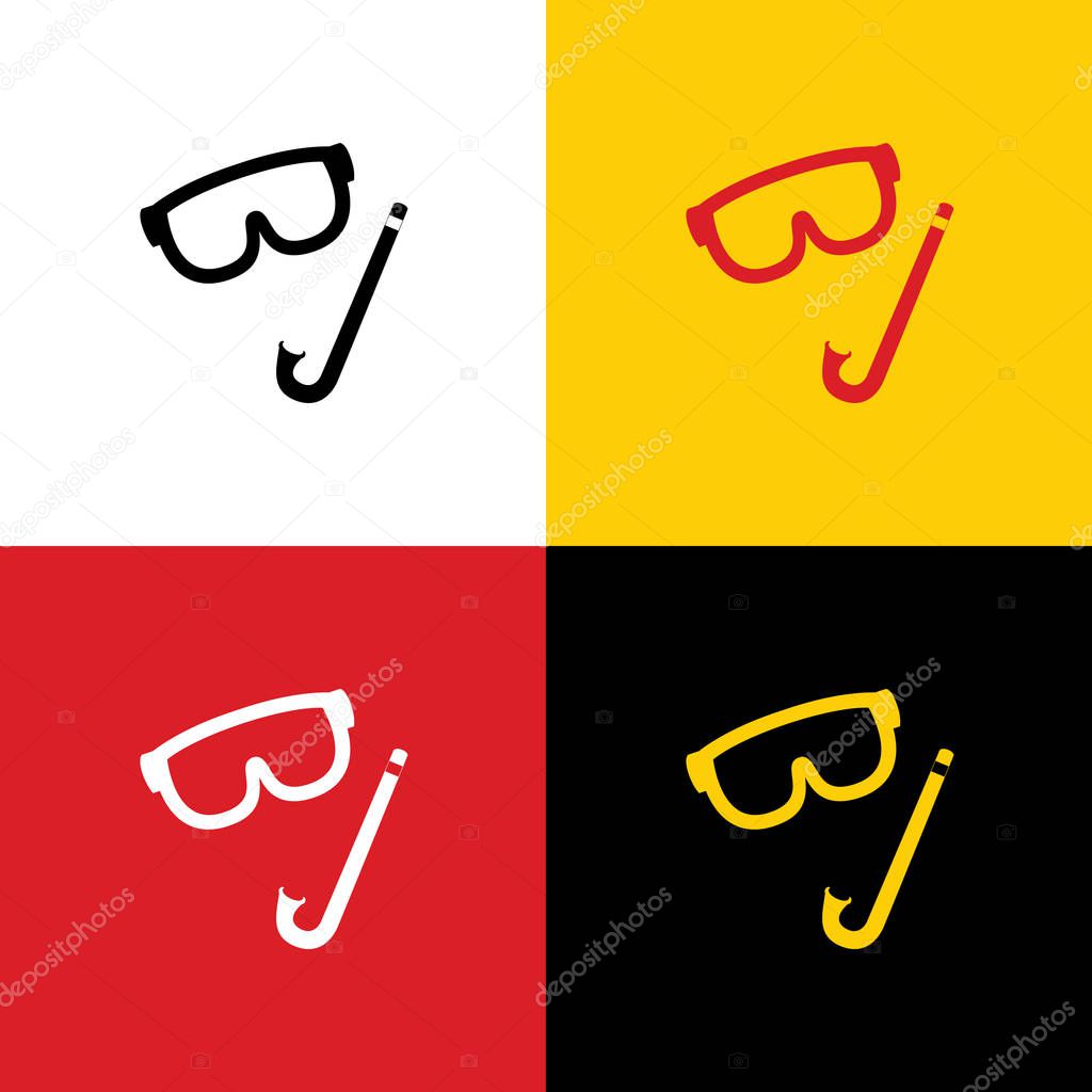 Diving mask sign. Vector. Icons of german flag on corresponding colors as background.