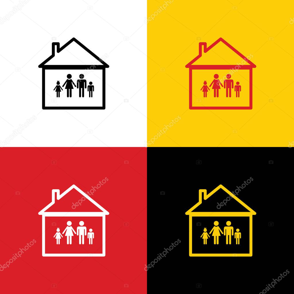 Family sign illustration. Vector. Icons of german flag on corresponding colors as background.