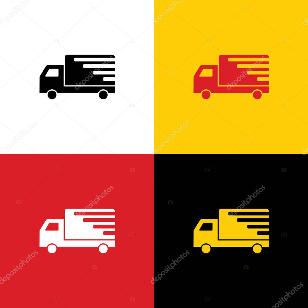 Delivery sign illustration. Vector. Icons of german flag on corresponding colors as background.