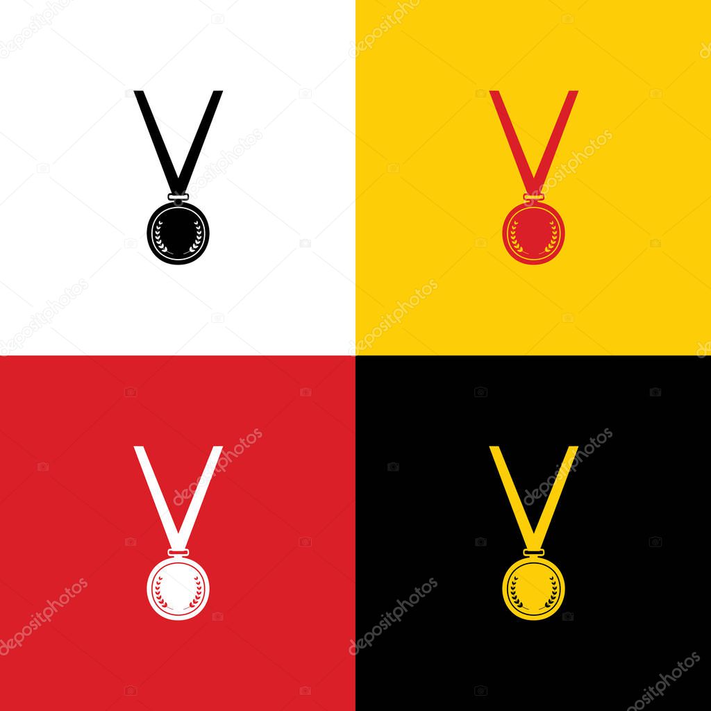 Medal simple sign. Vector. Icons of german flag on corresponding colors as background.