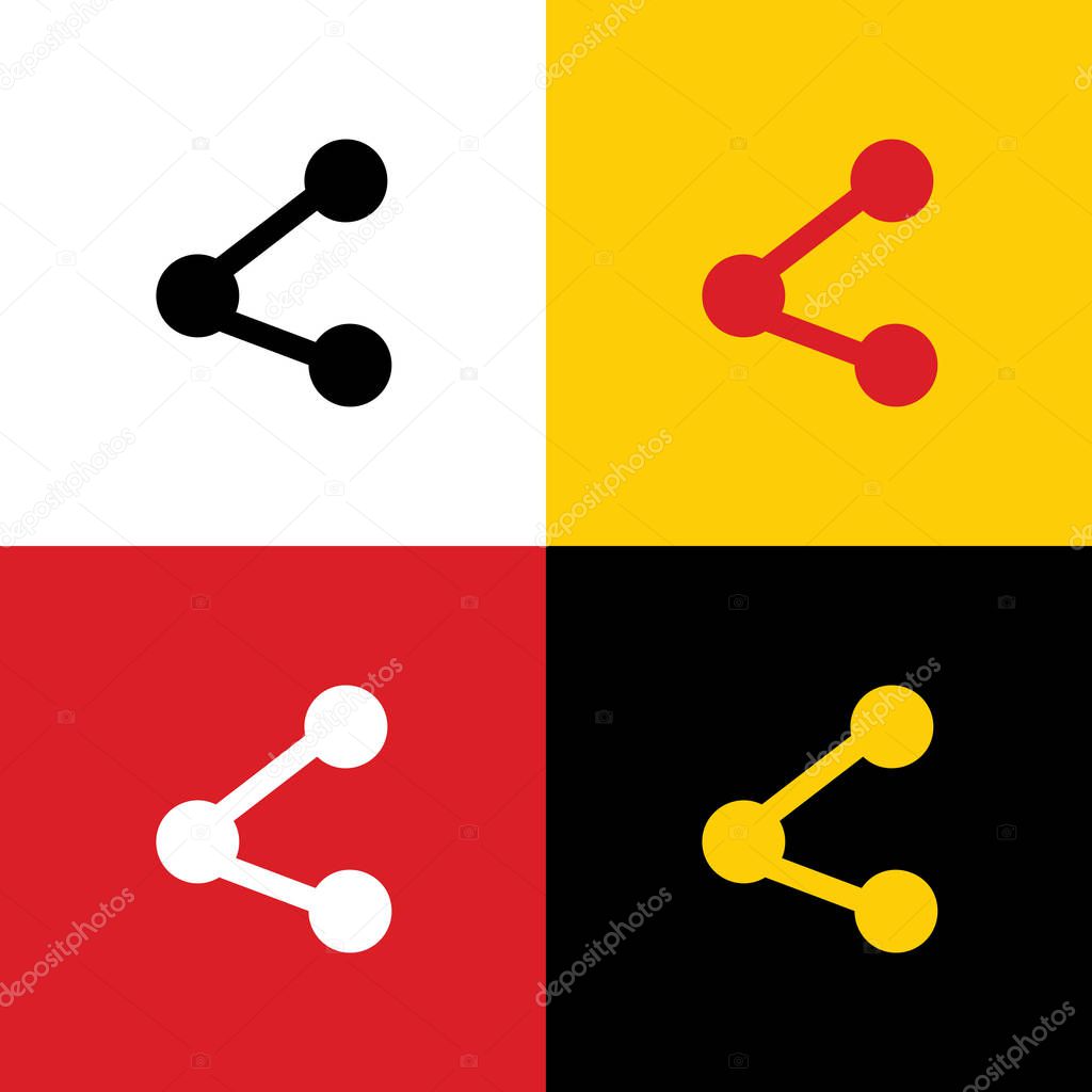 Share sign illustration. Vector. Icons of german flag on corresponding colors as background.