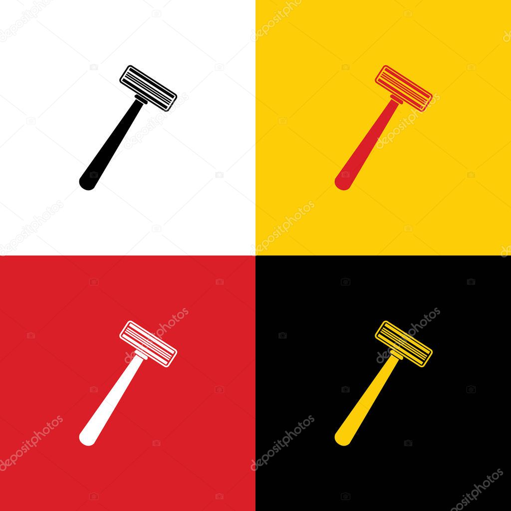 Safety razor sign. Vector. Icons of german flag on corresponding colors as background.