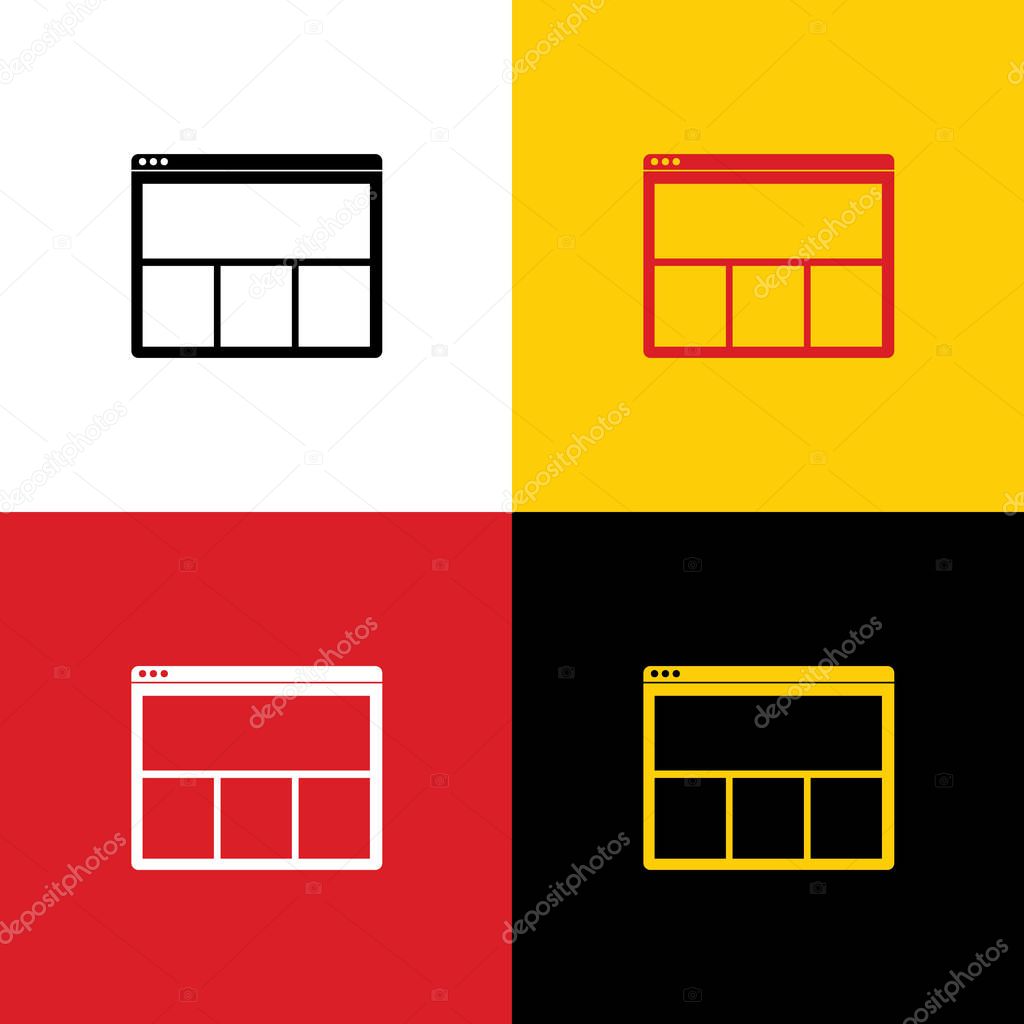Web window sign. Vector. Icons of german flag on corresponding colors as background.