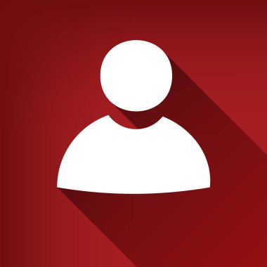 Kullanıcı oturum illüstrasyon. Vektör. Yakut kırmızı arka plan, sınırsız gölge beyaz simgesi.