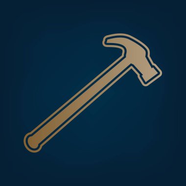 Basit simge gördüm. Vektör. Simge ve koyu mavi arka plan, kenarlık.