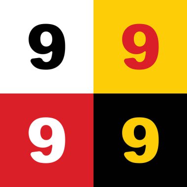 9 numara işareti tasarım şablonu öğesi. Vektör. Arka plan olarak karşılık gelen Colors Alman bayrağı simgeleri.