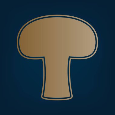 Mantar basit kayıt. Vektör. Simge ve koyu mavi arka plan, kenarlık.