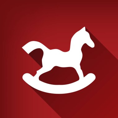 At oyuncak işareti. Vektör. Yakut kırmızı arka plan, sınırsız gölge beyaz simgesi.