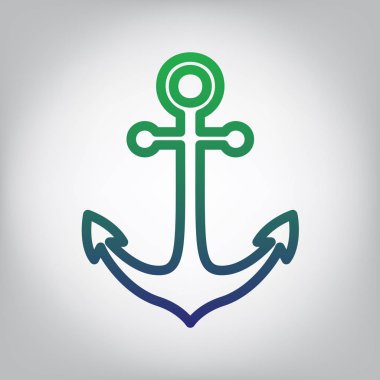 Tutturucu simgesini. Vektör. Yeşil ışık Center'da grimsi arka plan mavi degrade kontur simgesine.