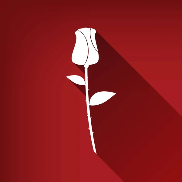 玫瑰标志例证 白色图标与无限的阴影在红宝石红色背景 — 图库矢量图片