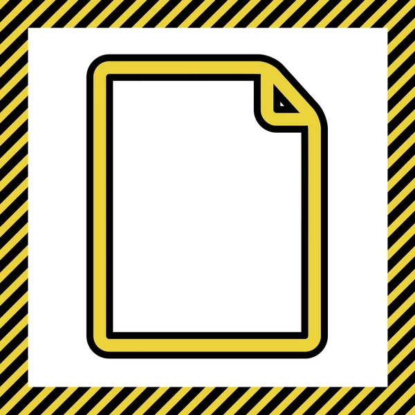 Вертикальная Иллюстрация Знака Документа Вектор Теплый Желтый Значок Черным Контуром — стоковый вектор