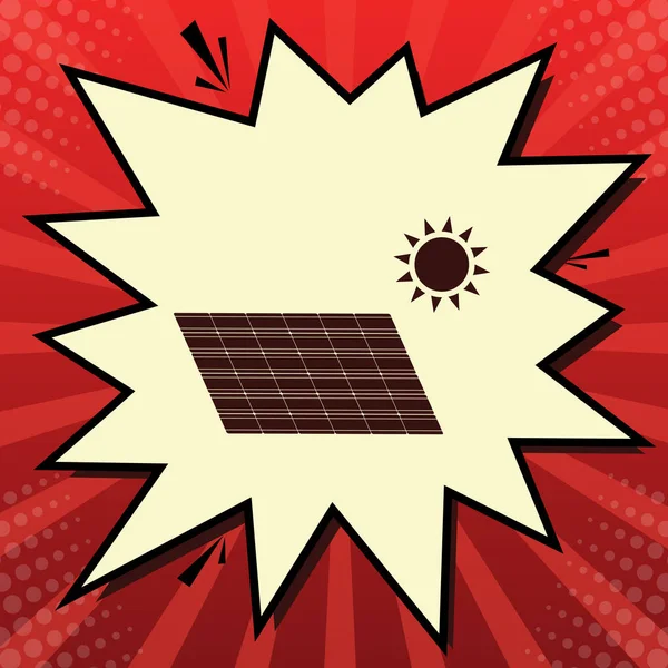 太陽エネルギーのパネル トレンド コンセプト サイン ベクトル レモン シフォン シャッター バブル光線と赤い Popart — ストックベクタ