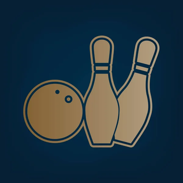 Bowling Zeichen Illustration Vektor Goldenes Symbol Und Rand Auf Dunklem — Stockvektor