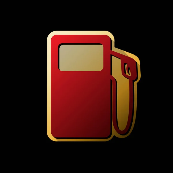 Gas Pump Sign Vector Red Icon Small Black Limitless Shadows — Stock Vector