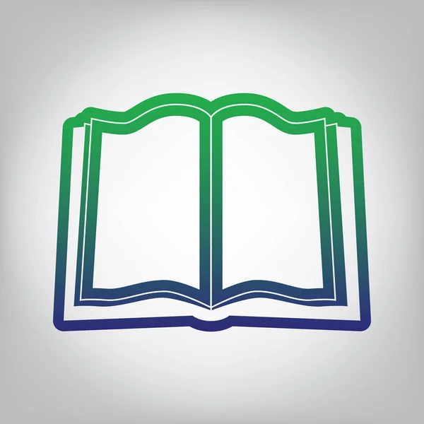 Kniha Znamení Vektor Zelené Modrou Přechodu Obrysu Ikonu Šedivý Pozadí — Stockový vektor