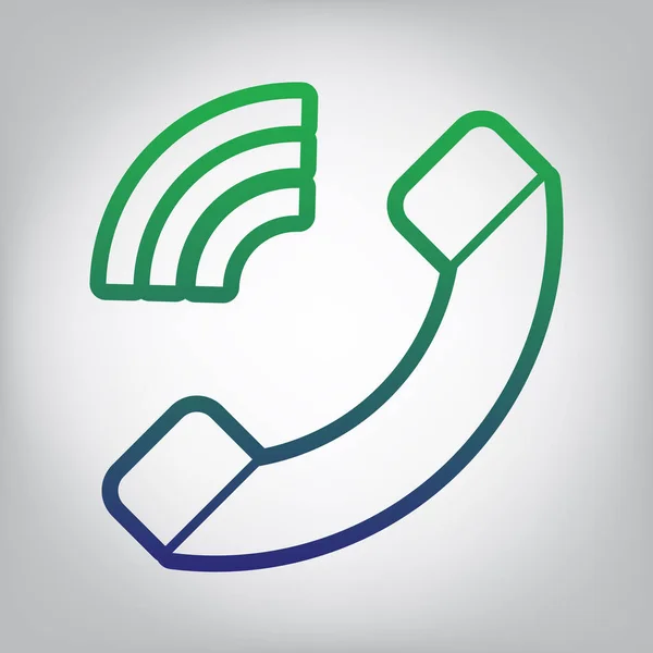 Ilustração Sinal Telefone Vector Ícone Contorno Gradiente Verde Azul Fundo —  Vetores de Stock